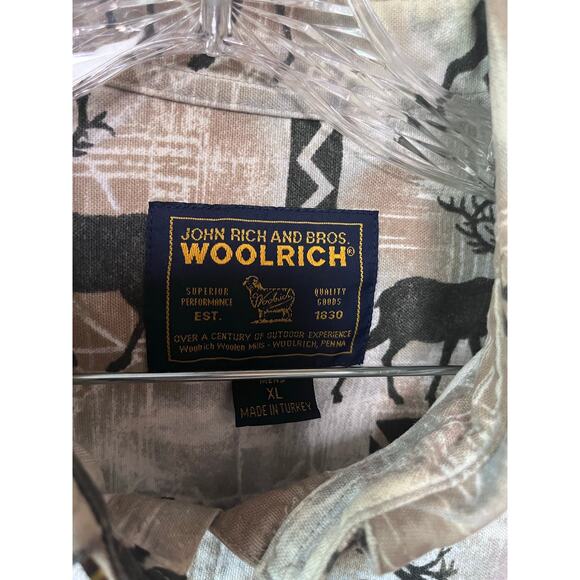 Woolrich Deer Print Button Up Sz XL - Picture 4 of 4